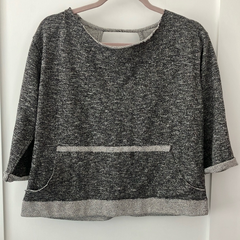 Bobi women’s medium size heather/ charcoal Gray sweatshirt 3/4 sleeve  Sweater